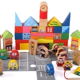 婴幼儿童场景木头制木质早教益智力巧虎玩具城市交通积木玩具宝宝