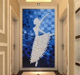 3d立体油画 欧式玄关走廊壁纸 走廊过道背景墙纸 芭蕾舞抽象壁画