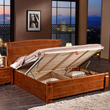 水曲柳实木床1.8 1.5米高箱床卧室家具婚床套房现代中式大床包邮