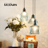 摩灯时代 美式北欧简约现代灯饰吧台餐厅客厅个性创意玻璃吊灯