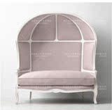 美式乡村实木太空椅 粉色公主双人沙发椅休闲贝壳椅太空椅蛋壳椅