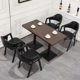 新款咖啡厅桌椅仿木软包椅子高档奶茶店甜品桌椅中西餐厅桌椅组合