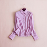 春夏女式衬衫 丁香紫 真丝+棉 衬衣 剪标大牌外贸原单上衣 超舒适