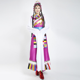 藏族舞蹈服装四色女款水袖少数民族西藏青海女装新款头饰藏服长款