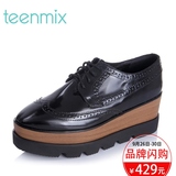 Teenmix/天美意秋季专柜同款牛皮革松糕底厚底女鞋单鞋6D920CM5