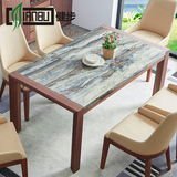 清仓大理石餐桌简约现代长方形餐台椅组合小户型6人饭桌中式家具