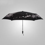 创意樱花伞女生折叠防晒黑胶雨伞防紫外线韩国学生太阳遮阳三折伞