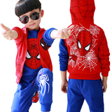 2016春季新款童装男童中大童蜘蛛侠套装长袖儿童运动卫衣三件套潮