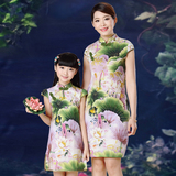 儿童旗袍亲子装 女童大童纯棉中国风唐装 母女装夏季童装2016新款