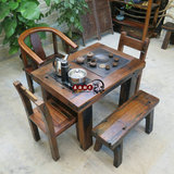 老船木茶几沉船木茶桌椅组合中式功夫泡茶台小型阳台茶桌实木家具