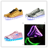 USB充电情侣款男女款发光鞋七彩灯LED发光45 46大码酷炫滑板灯鞋