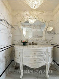 欧式 家居半圆形仿古浴室柜 白色描银实木大理石组合洗手洗脸盆柜