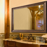 高档欧式仿古复古浴室镜卫浴镜壁挂卫生间镜子梳妆镜厕所银镜0088