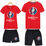 夜光2016欧洲杯t恤男女短袖球衣法国吉祥物足球队服纪念裤子套装
