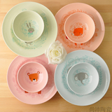 韩国创意家用餐具套装可爱卡通动物米饭汤碗泡面碗陶瓷碗个性碗盘