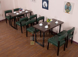 咖啡厅桌椅组合奶茶甜品店西餐厅桌椅子一桌四椅软包沙发座椅皮质