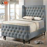 布艺床美式软靠床法式复古拉扣床欧式小户型软体床双人床1.8婚床