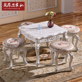 欧式方桌四方行餐桌实木白色正方形一桌四椅小户型家具餐桌椅组合