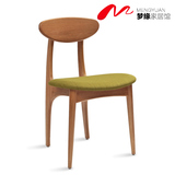 宜家日式实木餐椅橡木餐桌椅子布艺布面坐椅胡桃木色客餐厅家具
