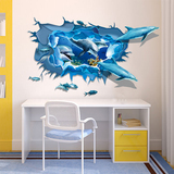 客厅沙发背景墙3D仿真立体效果贴画儿童房墙壁装饰海豚海洋鱼墙贴