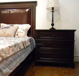 简约美式乡村harbor卧室实木床头柜三层抽屉大容量储物小柜子