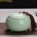 汝窑茶叶罐大小号陶瓷密封储物醒茶存茶罐哥窑青瓷茶叶包装盒茶具