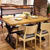 实木餐桌椅组合铁艺餐桌现代简约美式餐厅咖啡厅桌椅电脑桌办公桌