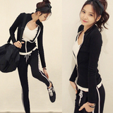 春夏新款显瘦长袖卫衣两件套休闲女士韩国全棉瑜伽跑步运动服套装