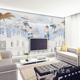 格调地中海城堡个性创意壁纸无纺布电视客厅卧室艺术墙纸定制壁画