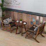 复古咖啡厅桌椅 休闲椅奶茶店实木椅主题西餐厅桌椅组合会所皮椅