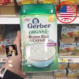 美国代购直邮Gerber嘉宝米粉辅食有机糙米米粉棕色杂粮1段米糊