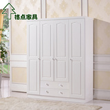 上海定制韩式实木衣柜田园松木衣柜白色四门两抽衣柜定做松木家具