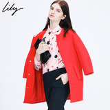 Lily2015新款女装简约宽松纯色中长款风衣115330F1137