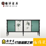 新中式创意酒店餐边柜现代简约手绘碗柜茶水柜会所样板间储藏家具