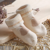 婴儿袜子冬天0-3-6-12个月宝宝袜子纯棉松口袜秋冬加厚毛巾袜彩棉