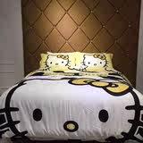 豹纹kitty猫全棉四件套小黄人儿童卡通纯棉床单床笠1.8米2.0m床品