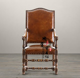 美式实木餐椅 地中海书椅欧式休闲椅 新古典咖啡椅法式复古餐椅