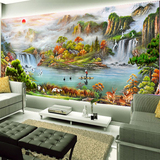 大型3d立体壁画 客厅卧室书房电视背景墙墙纸壁纸 中式山水聚宝盆