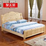 现代中式全实木床双人床时尚简约1.5单人床1.8米橡木大床卧室家具