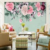 欧式手绘花卉复古墙纸卧室客厅壁纸简约3d玫瑰电视背景墙定制壁画