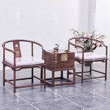 老榆木现代中式茶桌椅三件套禅意茶桌椅组合实木圈椅明式家具定制