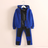 2015冬装冬季韩新款男童装儿童加厚卫衣马夹棉裤三件套装tz-1116