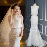 定制新款高端镶钻手工婚纱 夏季韩版女式结婚婚纱分体嫁衣礼服