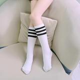 儿童袜子春夏中筒袜学生校服表演运动袜男女童棉袜韩国球袜条纹袜