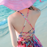 波西米亚长裙沙滩裙泰国2016夏雪纺连衣裙露背海边度假必备海滩裙