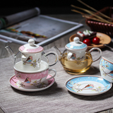 知更鸟英式下午茶杯碟套装 英式子母壶咖啡杯碟套装 花茶茶具套装
