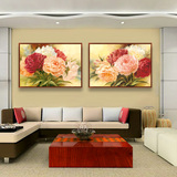 牡丹图客厅沙发背景墙装饰画花开富贵新中式现代简约有框花卉壁画