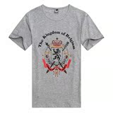 英爵伦 莫代尔棉 男士修身字母印花欧美简约圆领短袖T恤半截袖潮