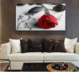 客厅无框挂画 单幅装饰画 餐厅水晶画卧室床头壁画走廊横版玫瑰花