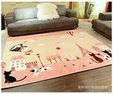 铁塔地毯 卡通猫咪防滑卧室地垫 韩国插画 儿童爬行地垫法莱绒
